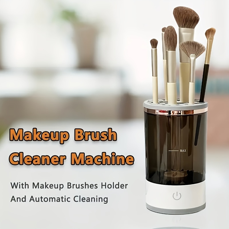 Makeup brush store self cleaner