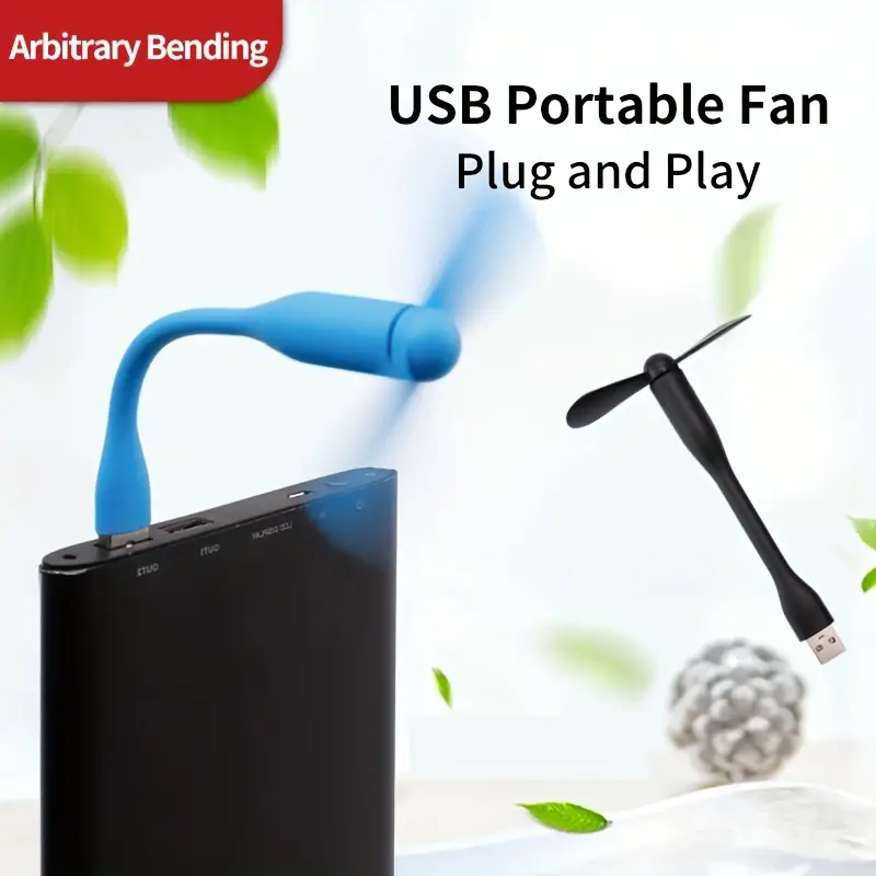 Mini Usb Fan Flexible Bendable Fan Power Bank Laptop Pc Ac - Temu