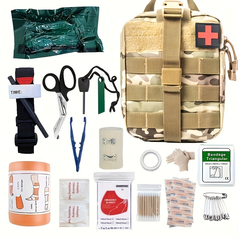 Kit de supervivencia de emergencia, 234 piezas de herramientas de  supervivencia profesional, kit táctico de primeros auxilios, bolsa de  trauma para