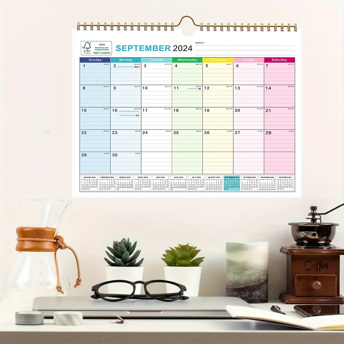 2024 Desk Calendar - 12 Monthly Desk Wall Calendar, January 2024 - December  2024, 10 x 8.3 Calendar Desk, Standing Flip 2024 Desktop Calendar, Stand