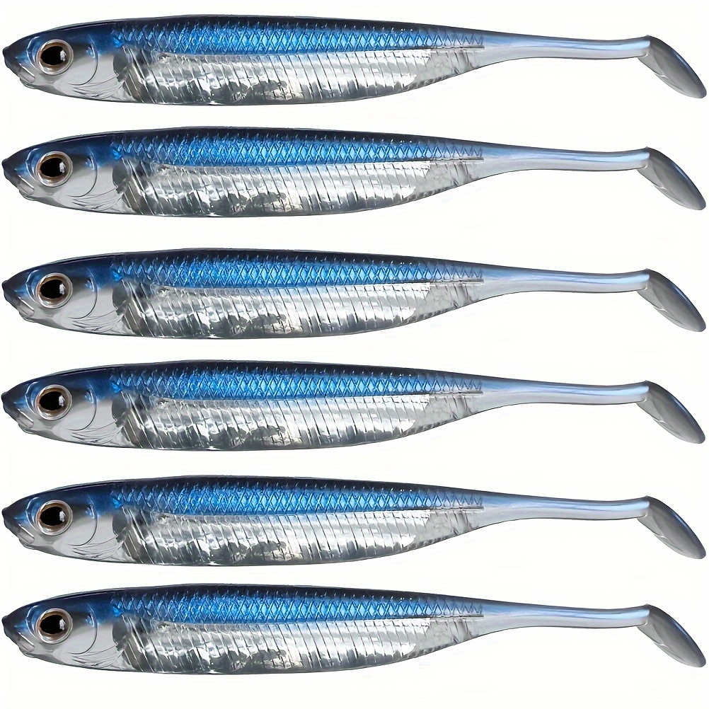 

5pcs/6pcs Silicone Paddle Tail Soft Swimbait, Artificial Floating Minnow Fishing Lure For Bass Trout Walleye Crappie, Fishing Tackle