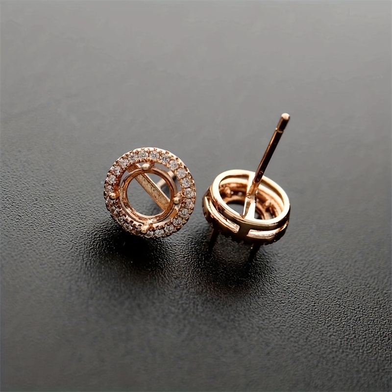 925 Sterling Silver Rose Golden Tone DIY Prong Studs