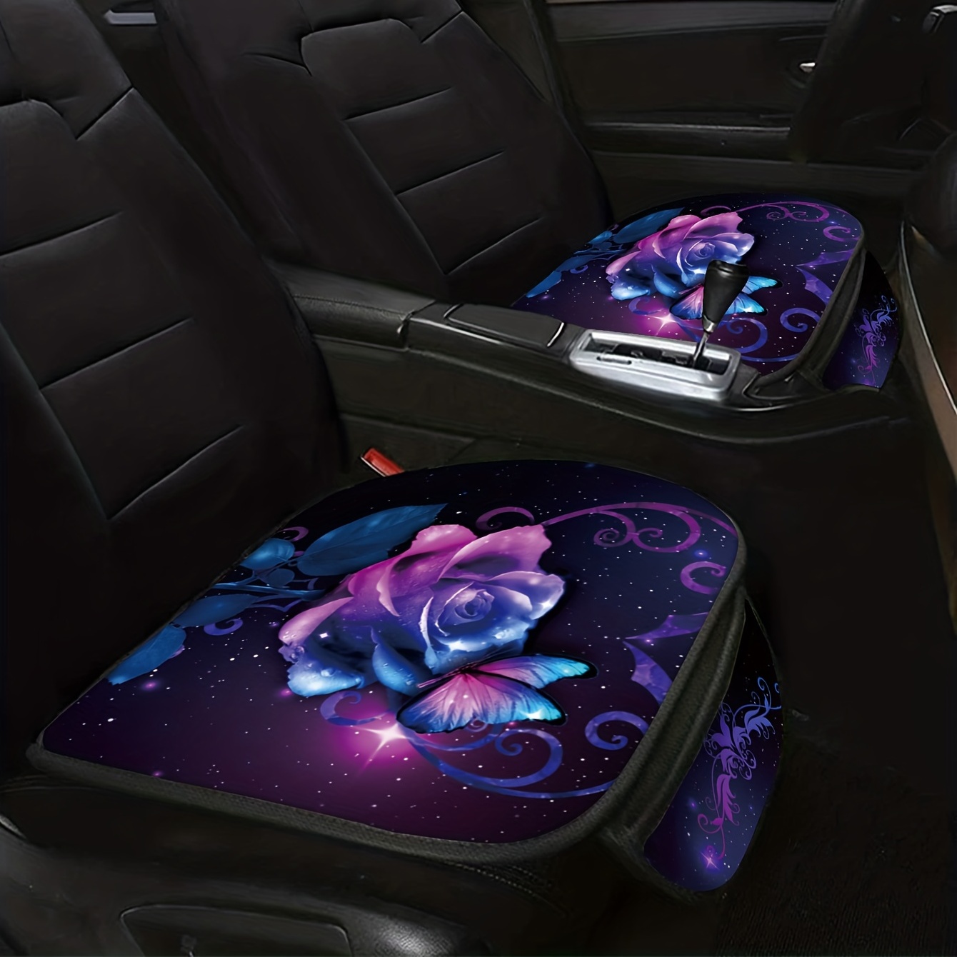 Luxurious Purple Rose Print Car Seat Cushions - Comfort And Style