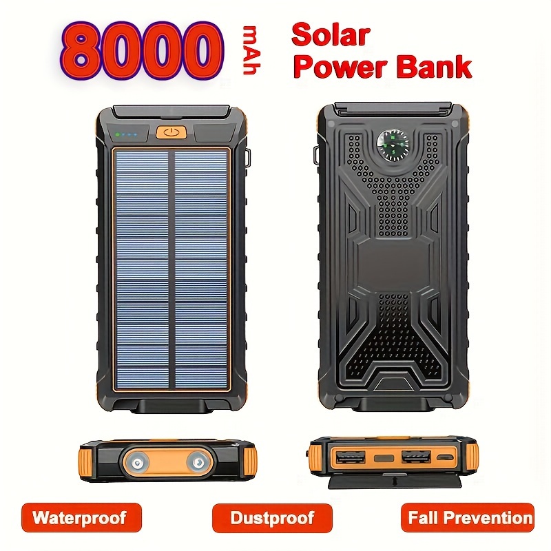 Tdx 8000mahsolar Power Bank Portable Charger Solar Power - Temu Italy