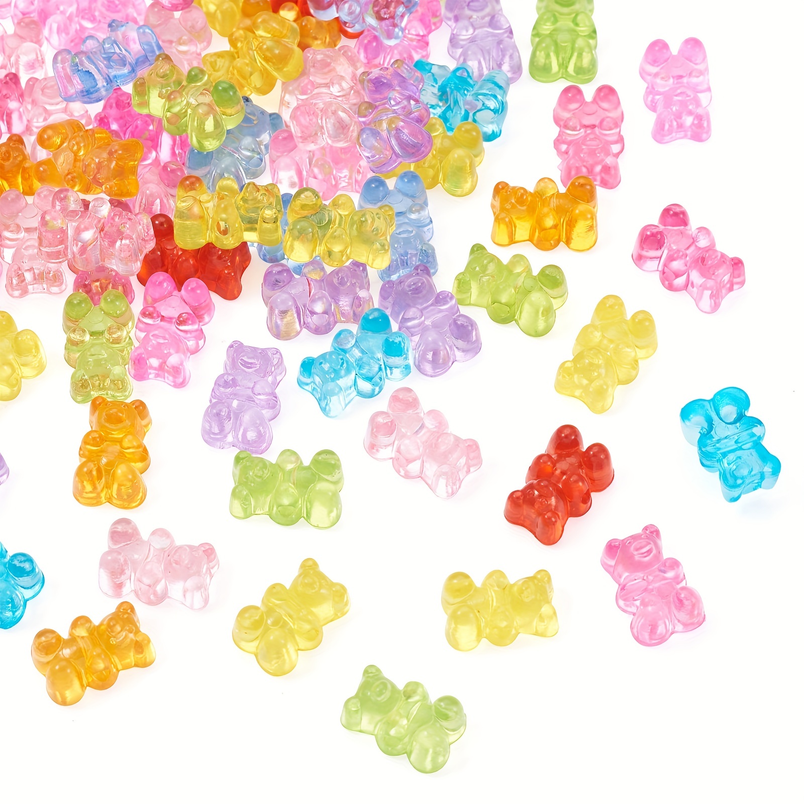 

200pcs 12x8x6mm, 1.6mm Hole Colorful Transparent Acrylic Lovely Bear Beads Random Mixed Color Exquisite Fashion For Necklace Bracelet Keychain Bag Jewelry Charms