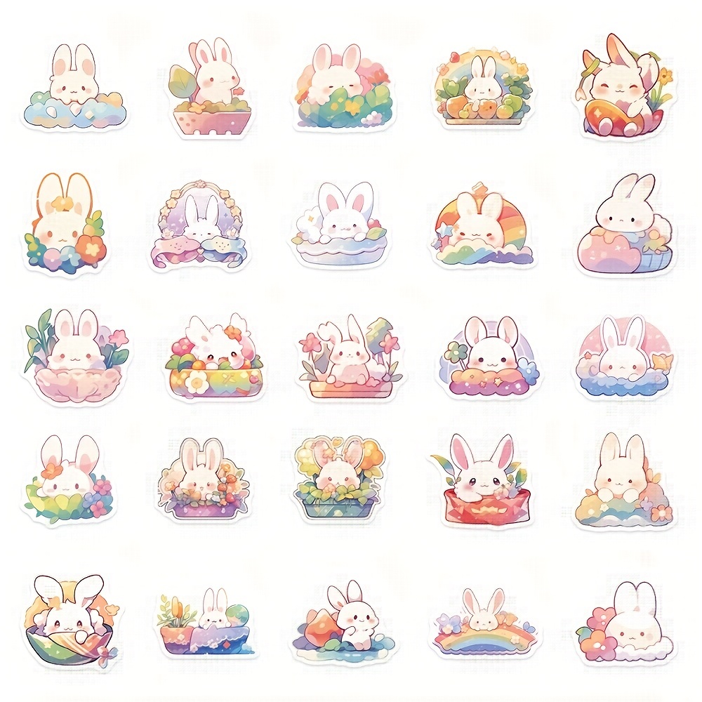 MOHAMM 1 PC Cartoon Rabbit Kawaii Sticker for DIY Scrapbooking Stationery Waterproof  Decals Kid's Gif