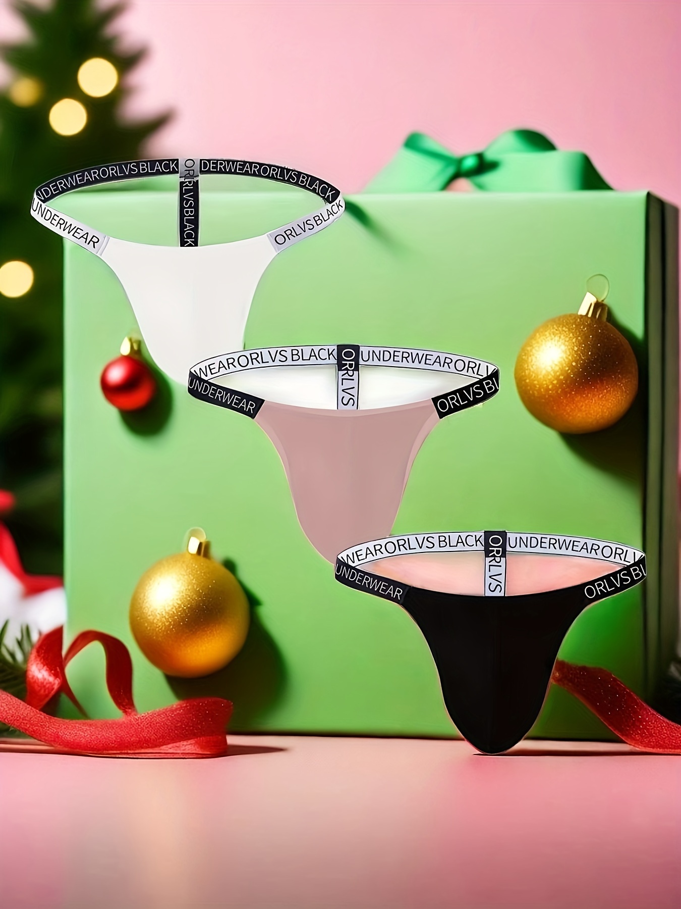 Men Christmas Reindeer Elk Men Pouch G-Strings Thong Underwear T-Back  Erotic Underwear Briefs