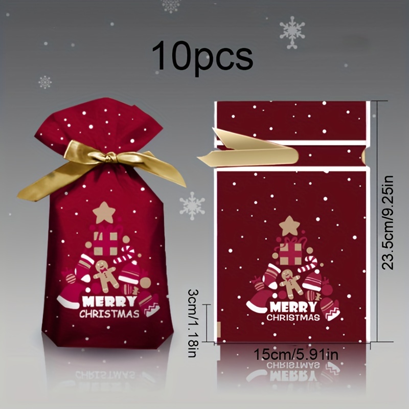 Christmas Gift Bags Ribbon Drawstring Treat Bags For Biscuit - Temu