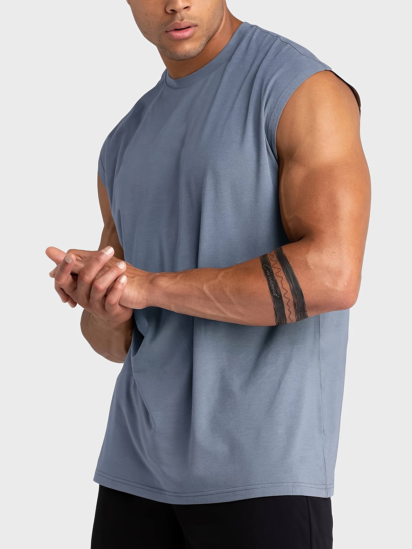 Men Low Cut Muscle Vest Colorful Tie Dye Print Casual Tank Top Sport Workout  Top