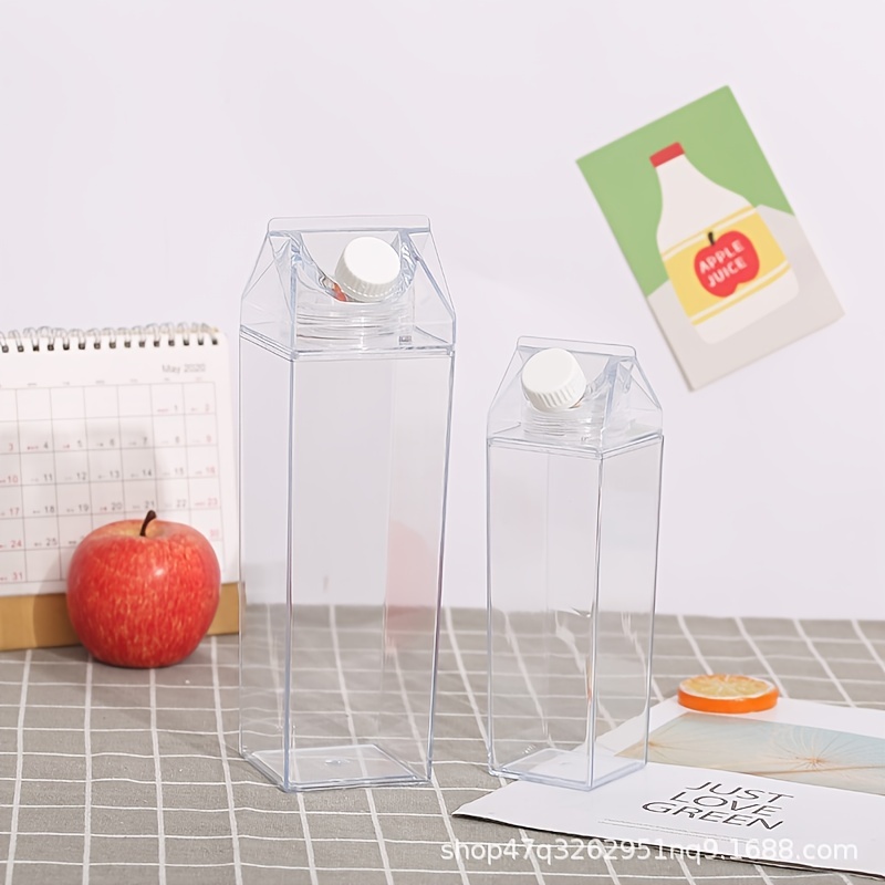 Square Milk Cups Creative Transparent Plastic Water Bottle - Temu