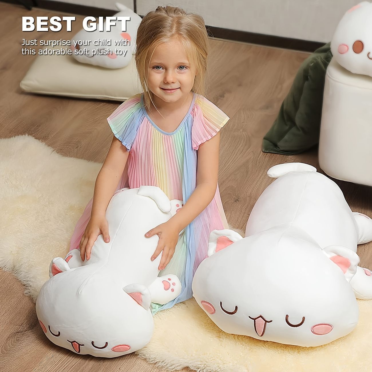 1pc Cute Kitten Plush Toy Stuffed Animal Pet Kitty Soft Anime Cat Plush  Pillow White 25 5 - Home & Kitchen - Temu