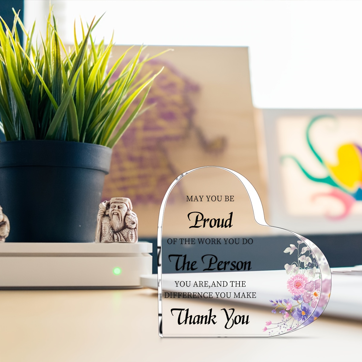 Maitys Thank You Gift Employee Inspirational Acrylic Sign Prizes Coworker  Appreciation Gift Employee Office Table Decor Keepsake for Team Volunteer