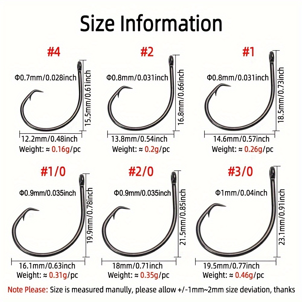 Circle Hooks Long Shank Hooks for Fishing 50pcs/Bag 1#-6/0# High Carbon  Steel Sharp Barbed Offset Narrow Bait Hook Fishing Tackle Accessories  Barbless Hooks (Color : 4) : : Sports & Outdoors