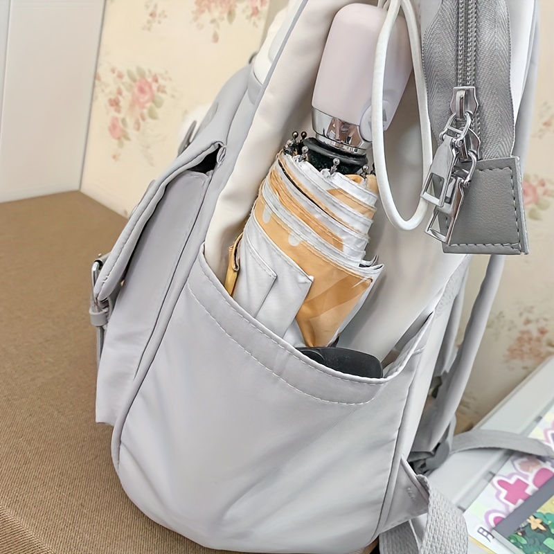 Contrast Tote Backpack Preppy Style School Bag For Travel Work