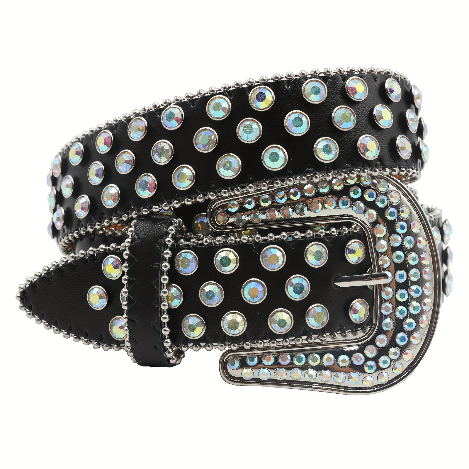 Punk Rock Colorful Rhinestones Belt Western Bling Y2k Belts - Temu ...