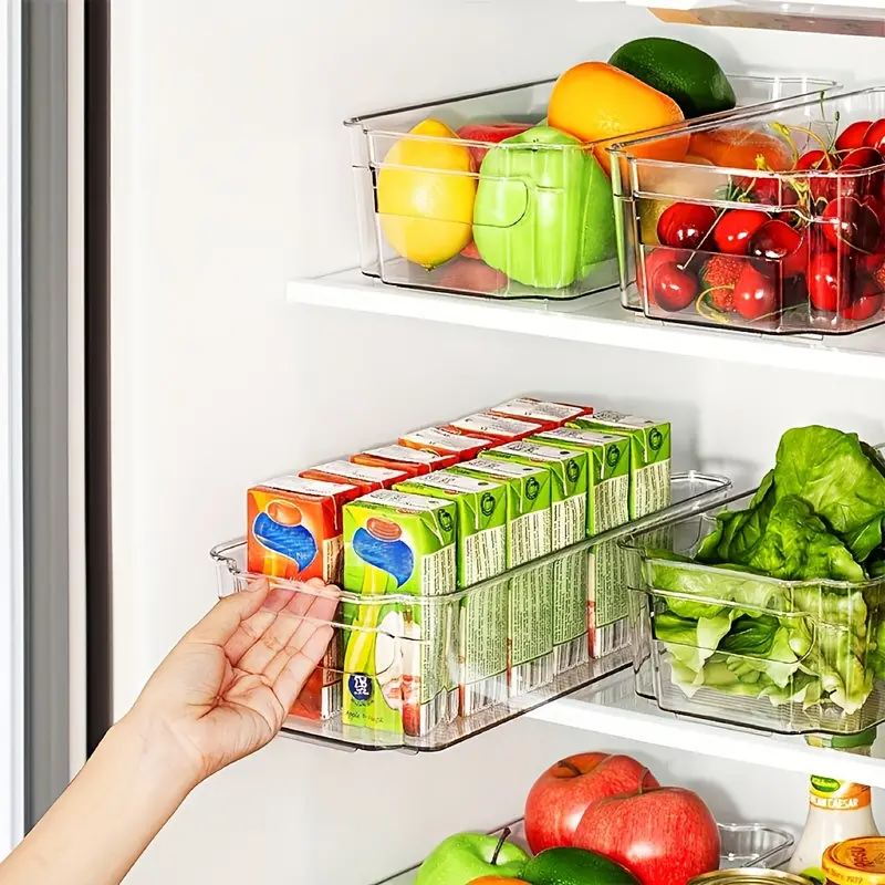 Bpa free Refrigerator Organizer Bins With Draining Pad Clear - Temu