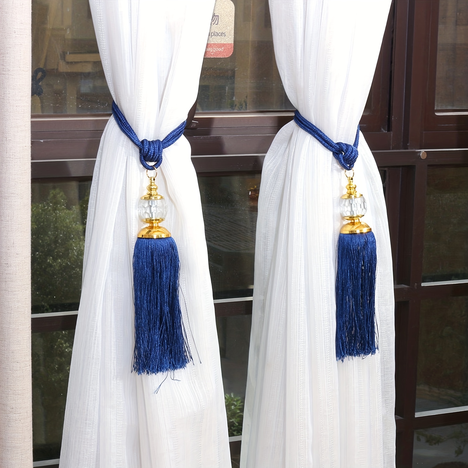 Pair of Large Gold Tassels with Twisted Rope Design Drape/Curtain