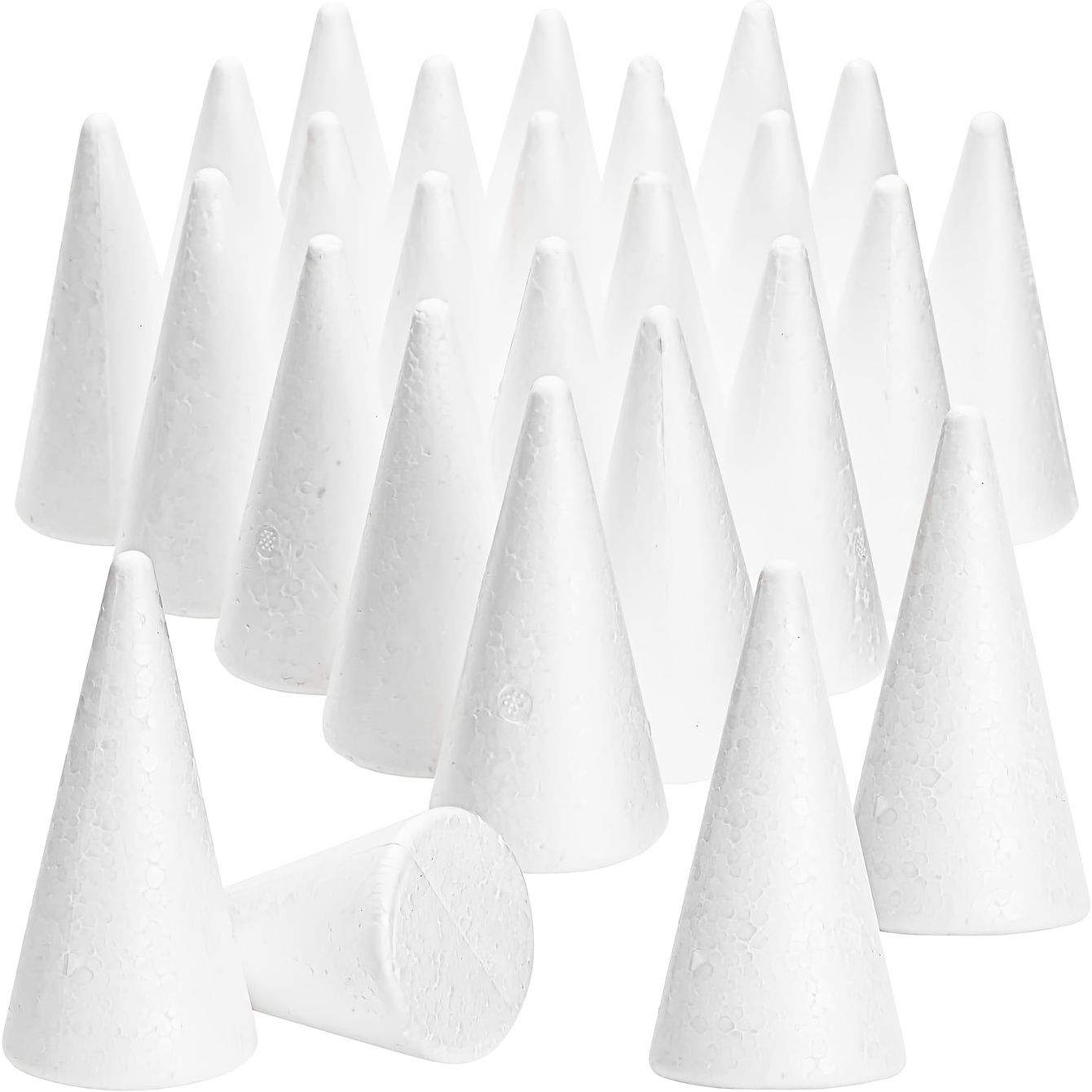 Craft Foam Cones 20-Pack (2.5X5.9in), White Polystyrene Cone Shaped Foam, Foam Tree Cones, for Arts and Crafts, Christmas, School, Wedding, Birthday