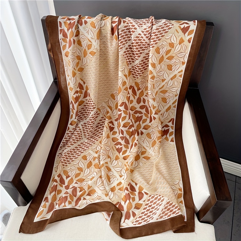 Chinese Style Scarf Leaves Pattern Long Breathable Shawl Wraps
