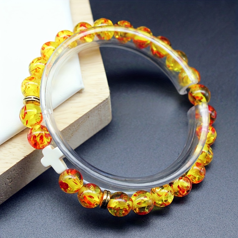 Yellow Agate & Turquoise Elastic Gemstone Bracelet | KALIFANO
