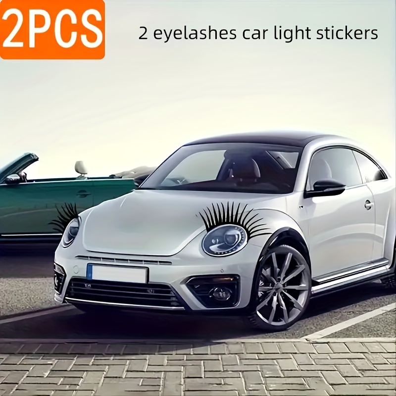 Car Headlight Sticker False Eye Lash Sticker,Cute Car Eyelashes Funny Eyelashes  Auto Head Lamp Decoration Decals 2PCS for VW Volkswagen Beetle BMW (2PCS) 