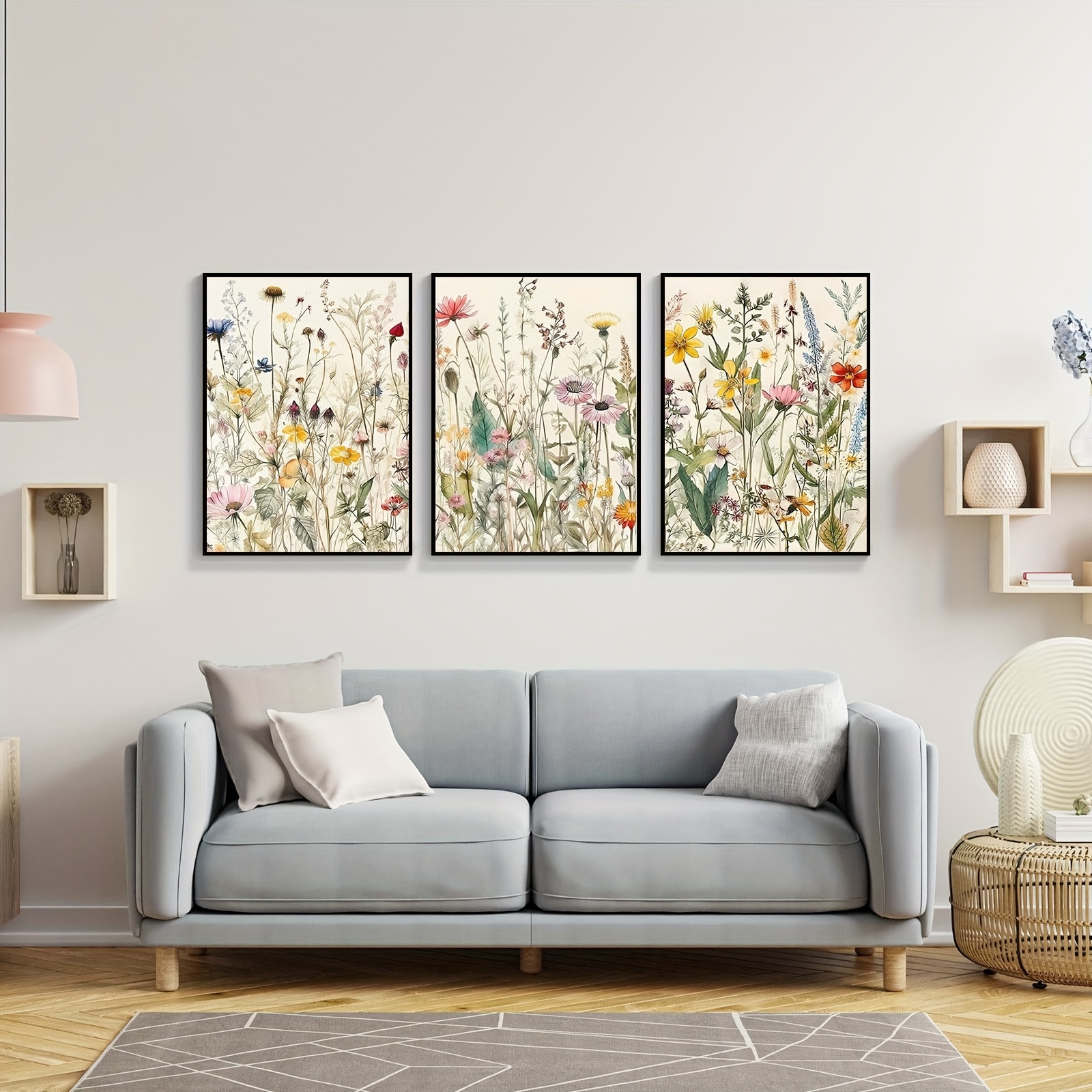 3 Pezzi Di Arte Da Parete Su Tela Floreale, Set Di Stampe Botaniche Moderne  Ad Acquerello, Poster Di Fiori Di Campo, Decorazioni Murali Con Fiori