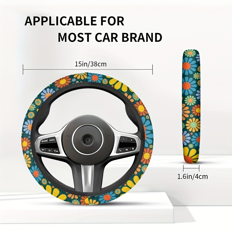 Hippie Flower Steering Wheel Cover Car Accessories Cute Girl - Temu