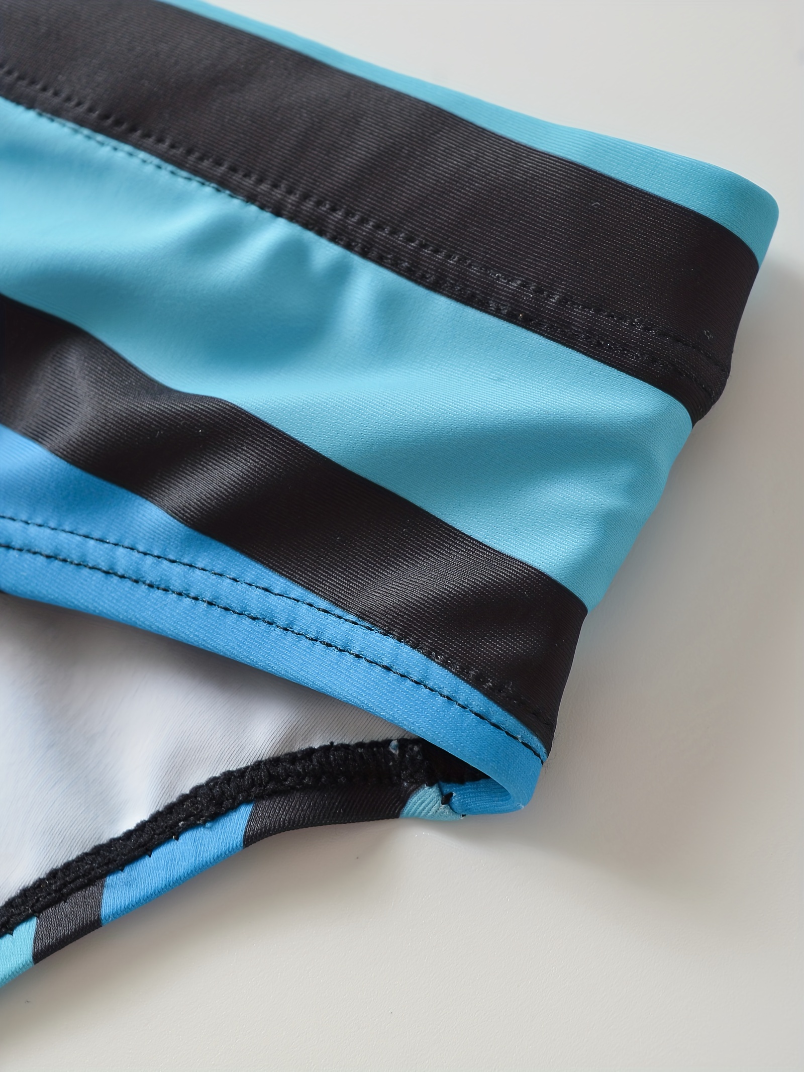 Men's Stripe Drawstring Swim Briefs Quick Dry Beach Pool Swim Shorts