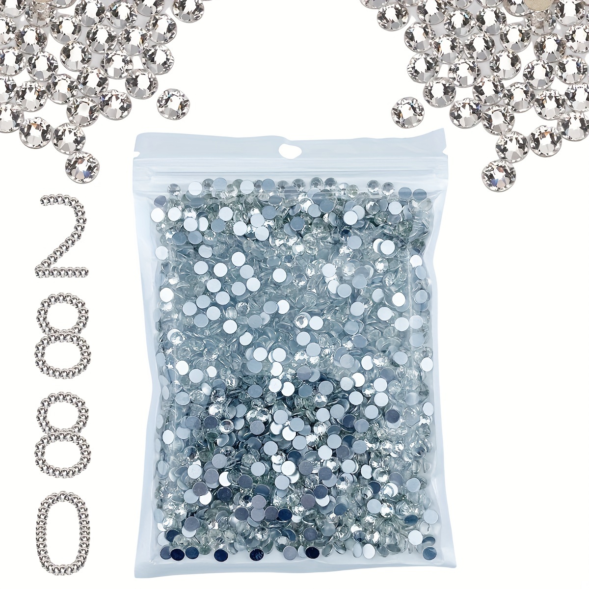3456 piezas de diamantes de imitación AB transparentes con parte trasera  plana y redonda, cristales de cristal de tamaño mixto, gemas de cristales