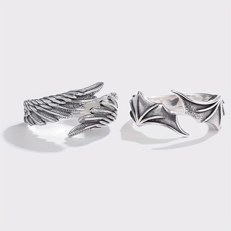Gothic Punk Angel's Wing & Devil's Wing Ring