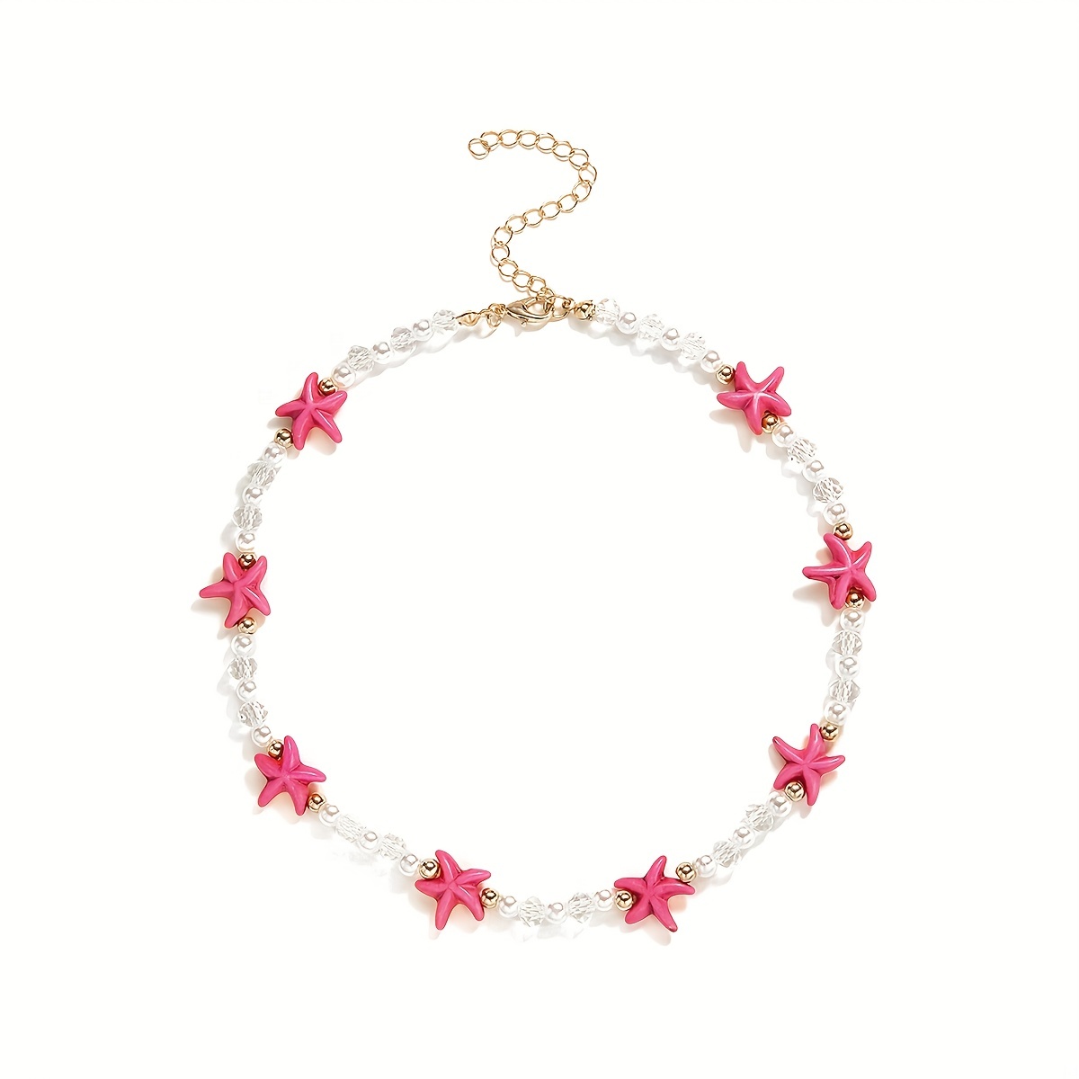 Beach Style Stone Starfish Beads Short Necklace