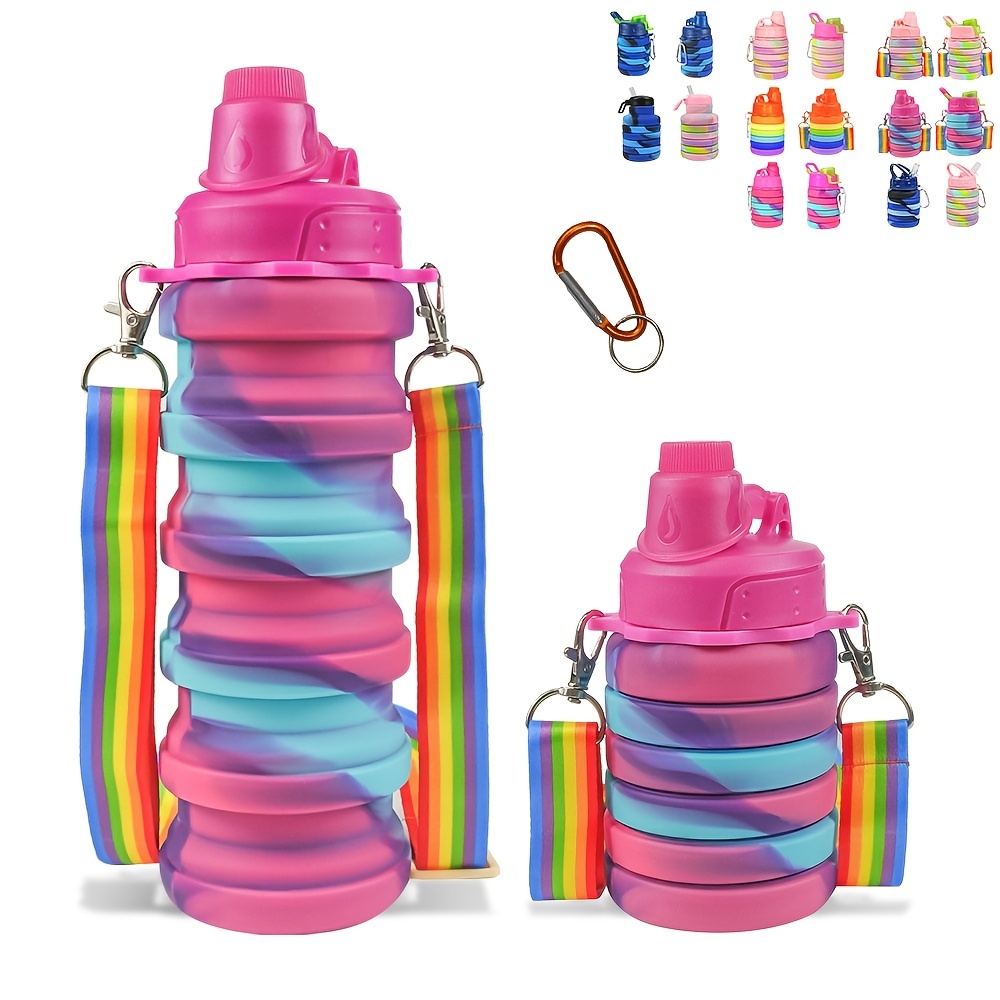 Silicone Collapsible Water Bottle, Portable Sports Cup With Strap And  Buckle For Kids School, Leak Proof Bpa Free, For Outdoor Activities Travel,  Camping, Hiking, Cycling - Temu