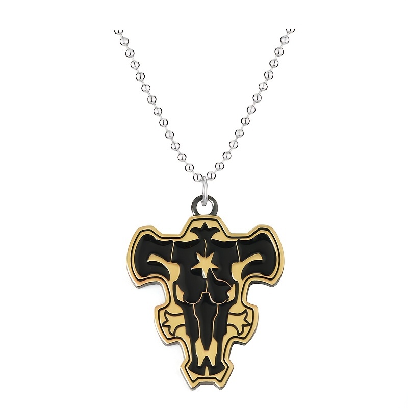Game Anime Peripheral Black Five-leaf Clover Necklace Black Bull Magic  Knights Logo Pendant Necklace - Temu