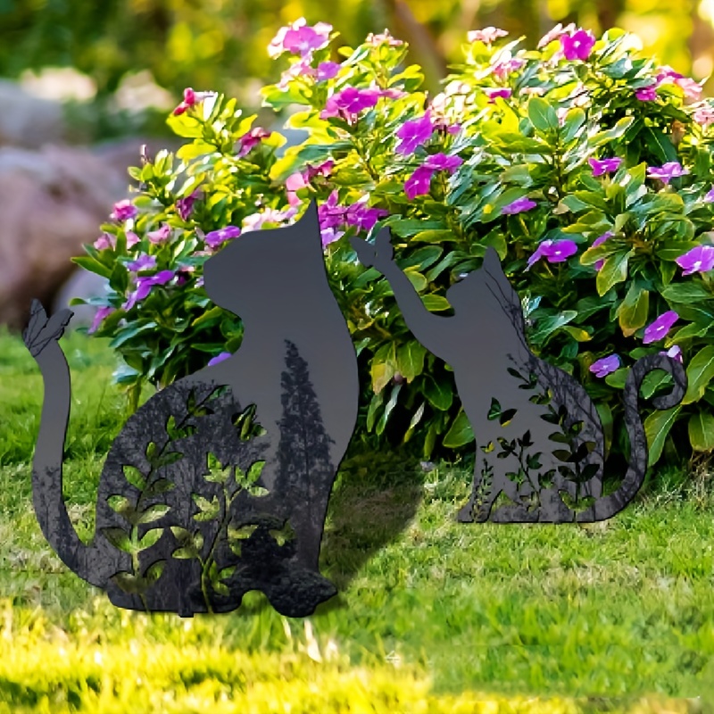Black Cat Silhouette Garden Ornament Perfect For Outdoor - Temu
