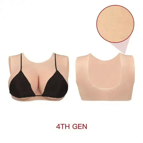 Silicone/Cotton Breastplates Fake Breast B-E Cup Breast Forms Plates  Enhancer for Shemale Transgender Cosplay Drag Queen (Color : Dark Skin,  Size 