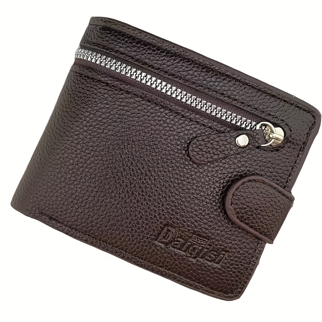 Mens Coin Purse - Leather - Snap Closure - Black