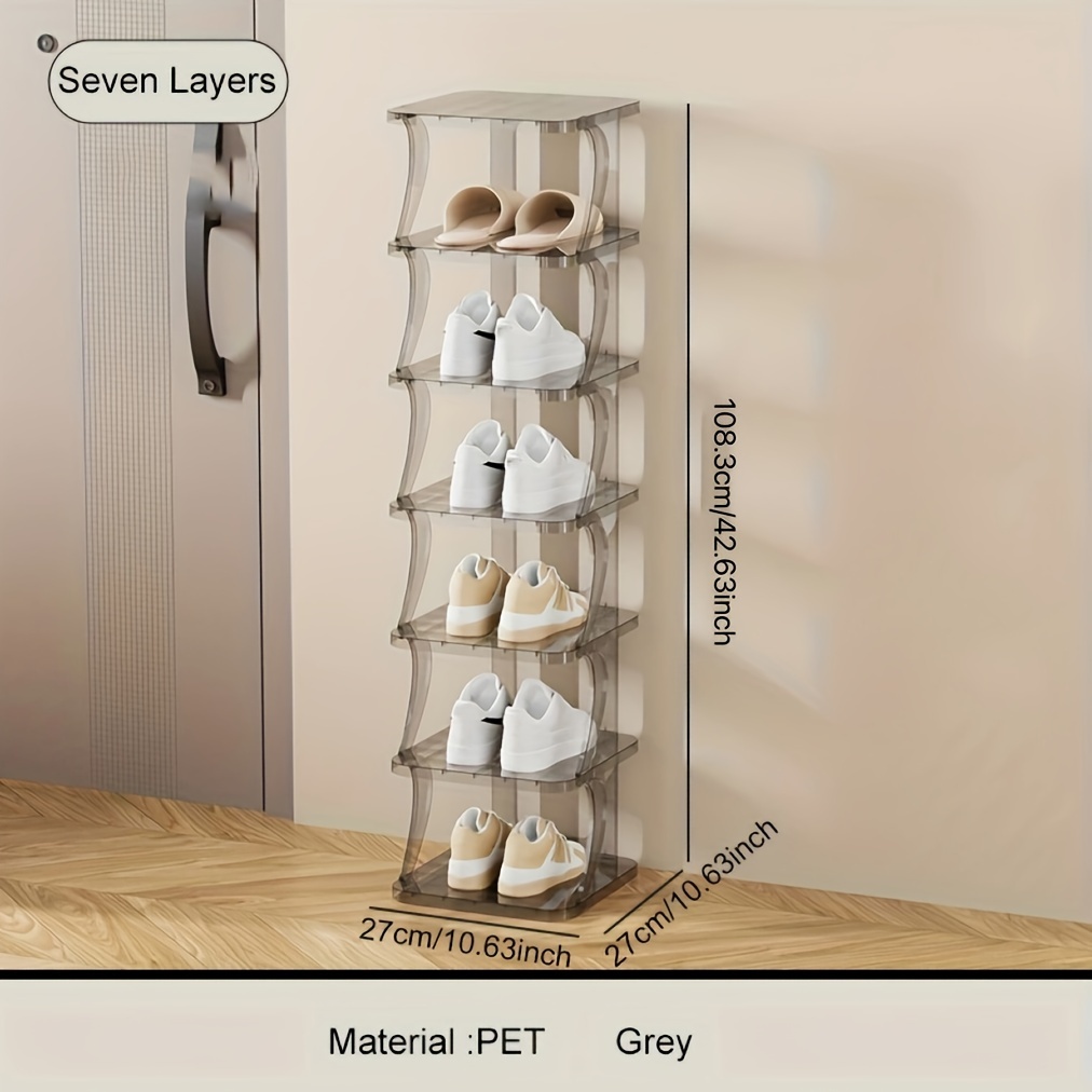 3-Tier Multi-Use Stackable Shoe Rack, Grey, Sold by at Home