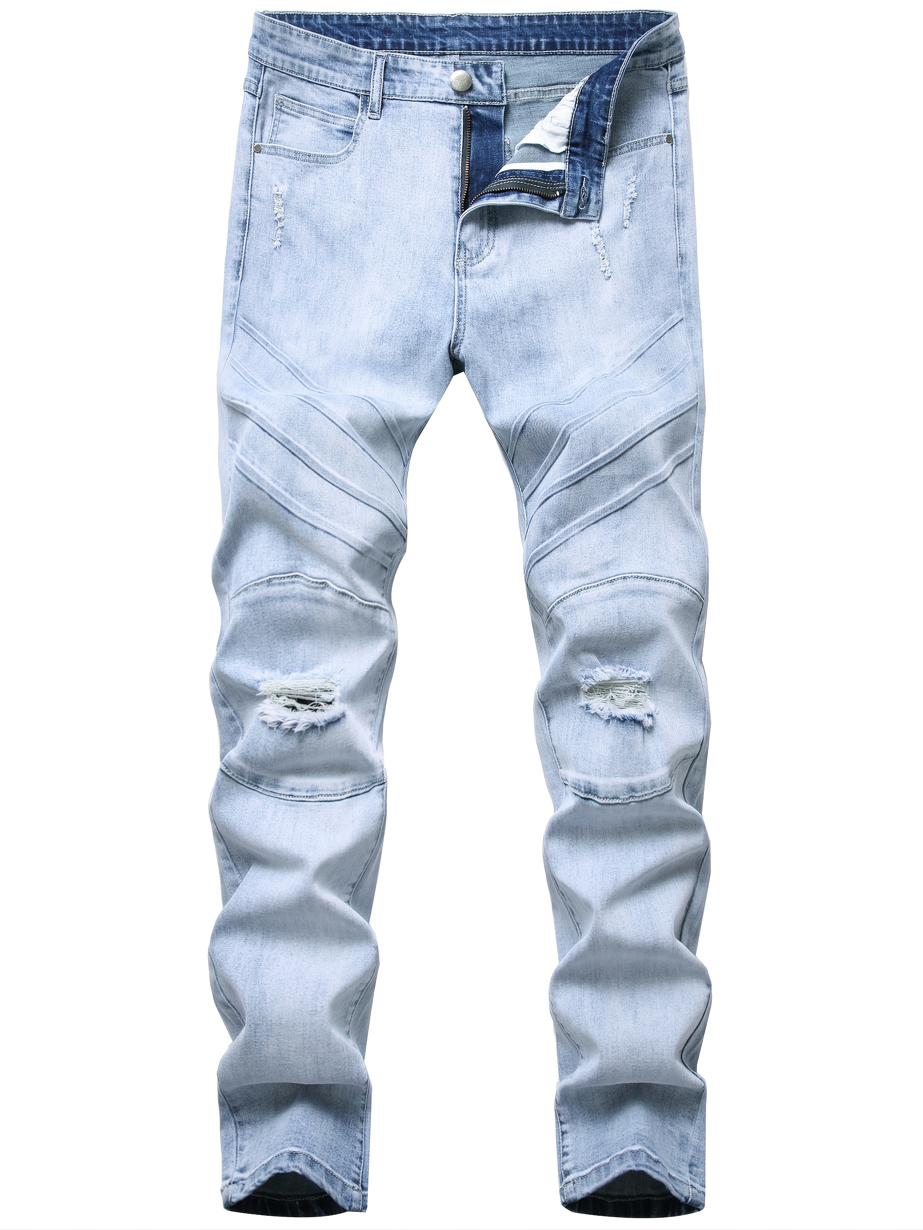 Frontwalk Men Ripped Jeans Fashion Destroyed Pants Casual Slim Fit