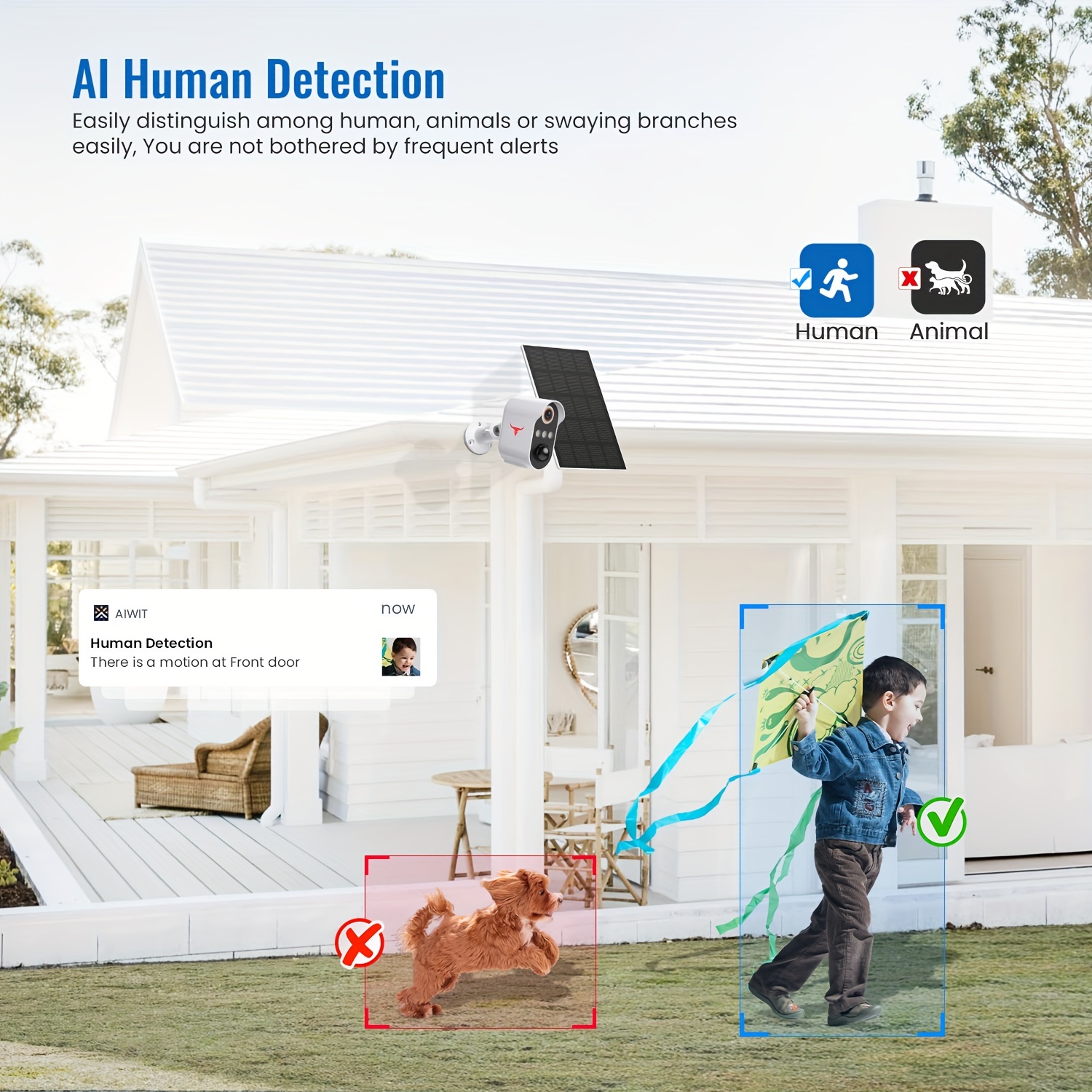 ワイヤレス防犯カメラ 屋外カメラ Ai人感検知 Pir動体検知 暗視防犯