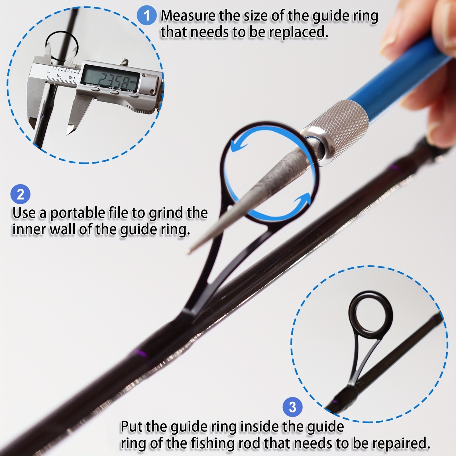 28pcs Fishing Rod Repair Kit Ring Rod Eye Replacement Kit Ceramic Guide  Ring Rod 