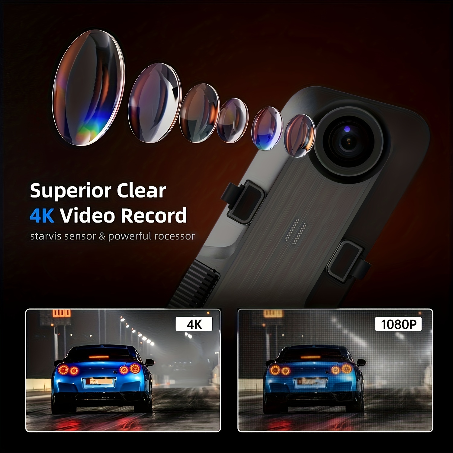 4k Wifi Mirror Dash Cam Front Rear View Mirror Camera Gps - Temu