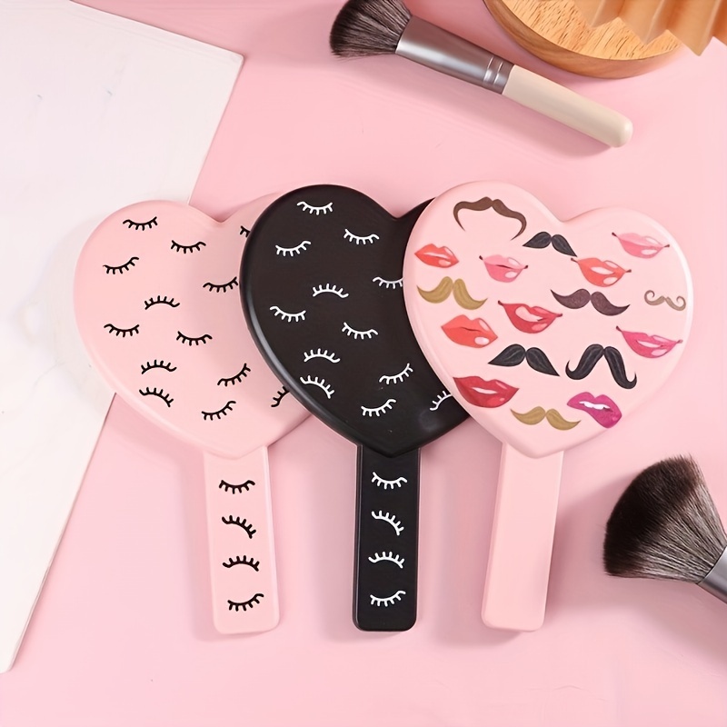 Heart Shaped Handheld Makeup Mirror Portable Travel Mirror