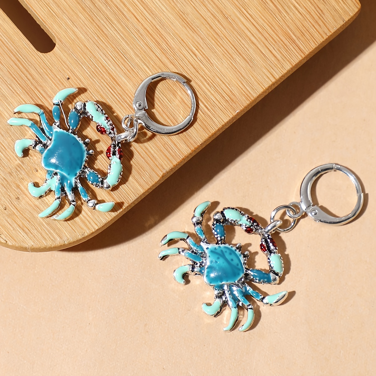 vintage enamel crab design dangle earrings alloy silver plated jewelry personality gift for women girls 5