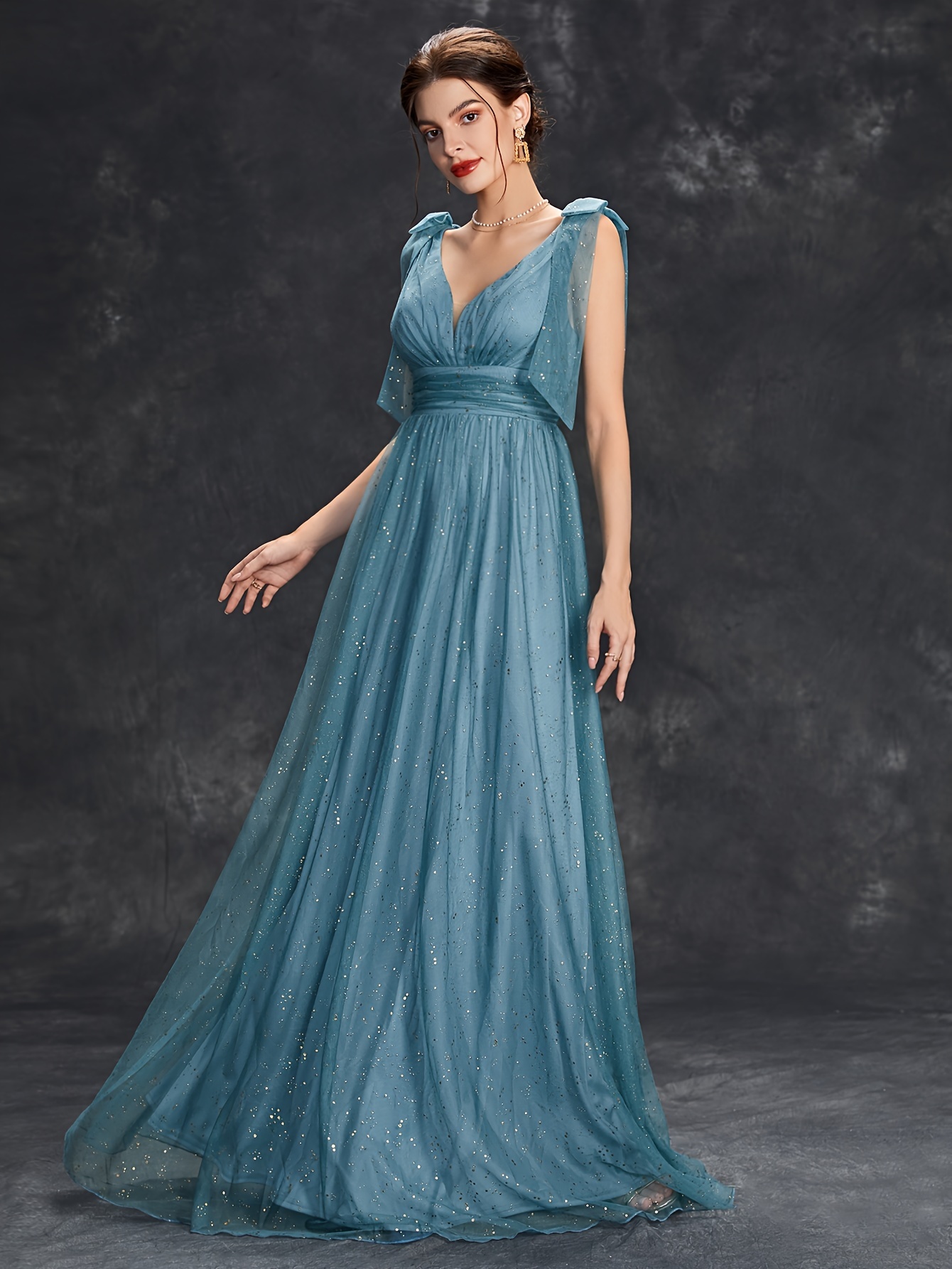 Women's Elegant Formal Bridesmaid Evening Gown Sleeveless Ruched