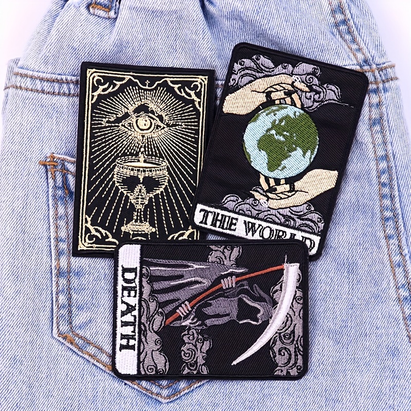 3pcs Punk Skull Patches Y2K Iron On Patches For Clothing DIY Thermoadhesive  Patches Applique Embroidery Patch For Jacket Jeans Hats Bangs Badge Access