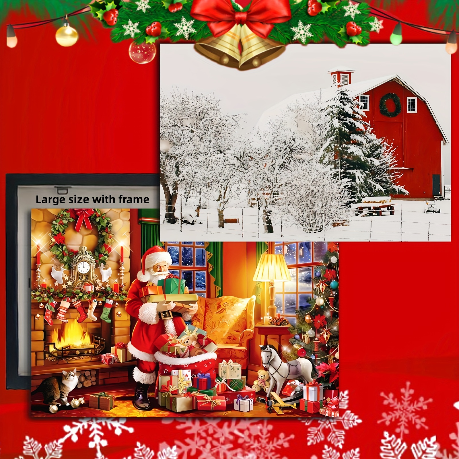 Canvas Poster Printed Painting Rustic Christmas Art - Temu