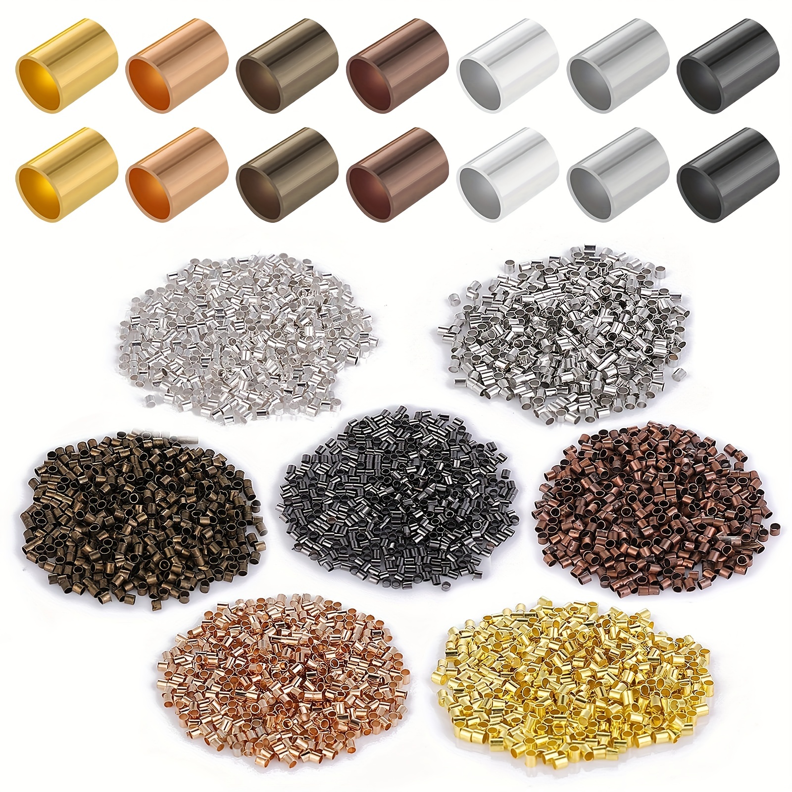 Alloy Colors Copper Tube Crimp End Beads Positioning Beads - Temu