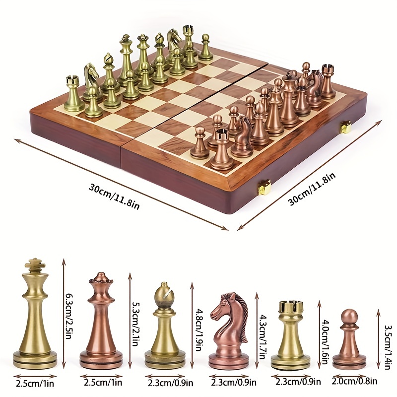 premium international chess set solid wood foldable box zinc