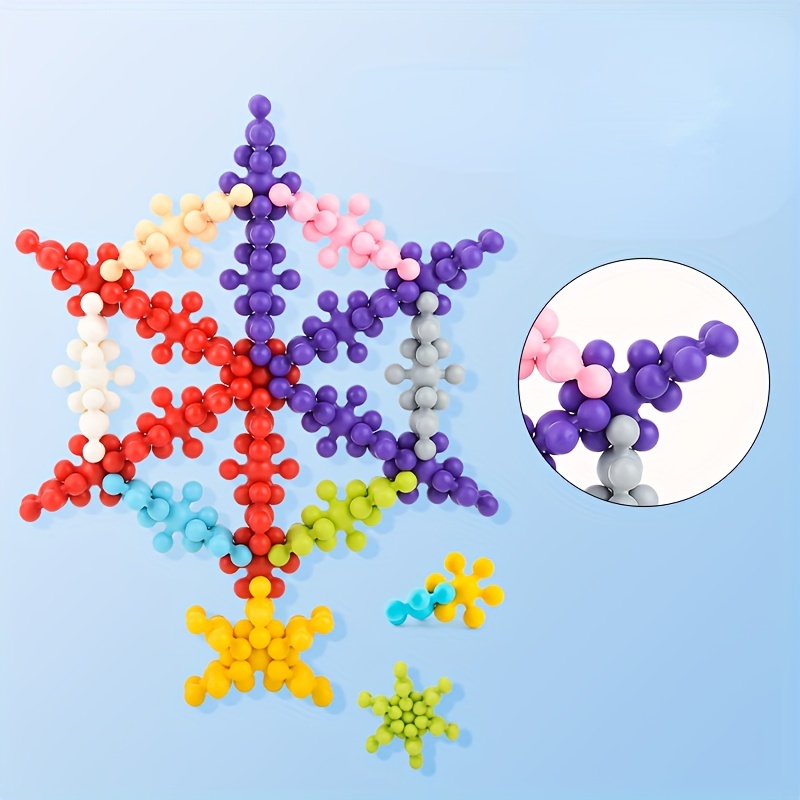 Flower Shape Building Blocks 3d Rotating Snowflakes - Temu
