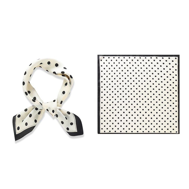 70cm Polka Dot Satin Square Scarf Solid Silk Bandana Head Wrap